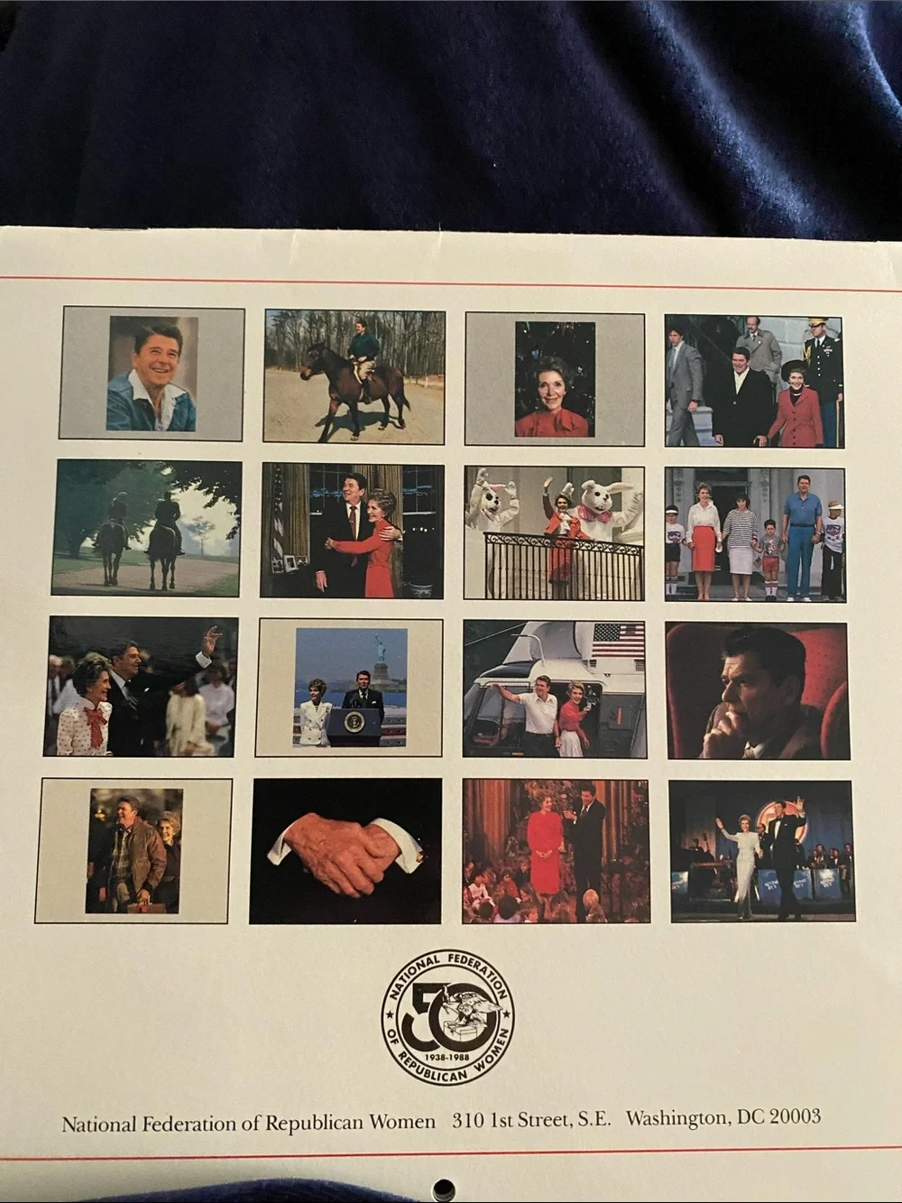 Unused Vintage 1987-1989 Reagan 50th Anniversary of Republican Women Calendar